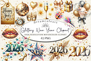 Glittery New Year Sublimation, an Illustration by DreamCafeArt (Thumbnail 1 of 6)