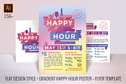 Happy Hour Poster Flyer+Social kit, a Flyer Template by Everyday Monster Creative (Thumbnail 1 of 4)