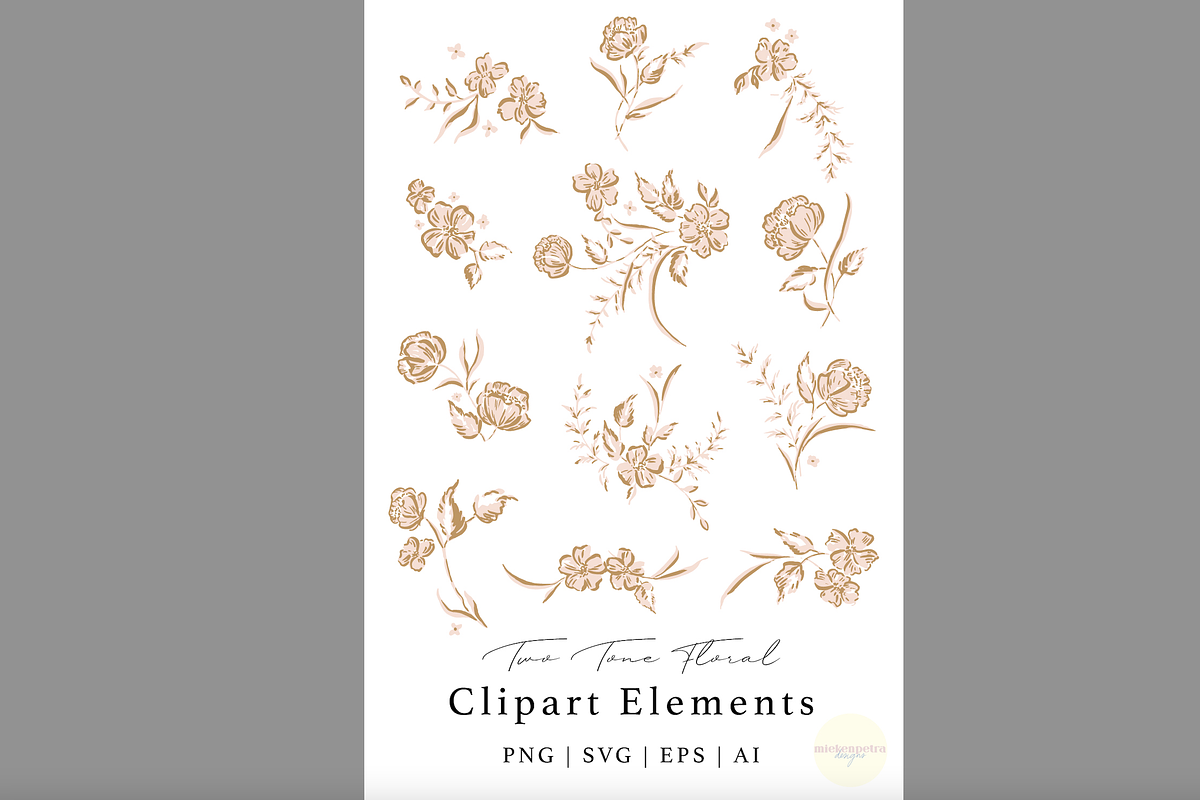 Boho Floral Clip Art Pink Brown, an Object Graphic by Mieken Petra Designs (Photo 3 of 3)