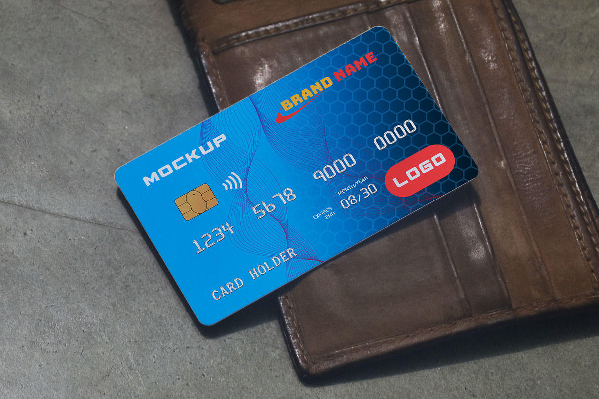 Credit Card Mockup with Wallet, a Mockup by alimran24 (Photo 8 of 11)