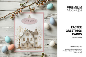 Easter Greetings Cards PNG & PSD, a Household Mockup by mock-ups