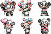Whimsical Valentine Panda Clipart, an Animal Illustration by Black Bird Studio (Thumbnail 6 of 6)