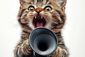 Cute Kitten Megaphone Announcement A, an Animal Photo by Pixeness Studio