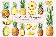 Watercolor Pineapples, a Food Illustration by PeDe Designs (Thumbnail 1 of 5)