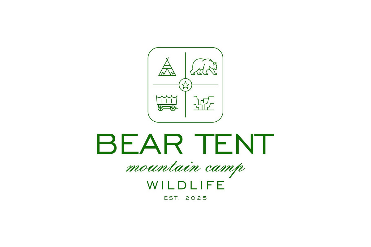 Vintage Retro Bear Tent Logo