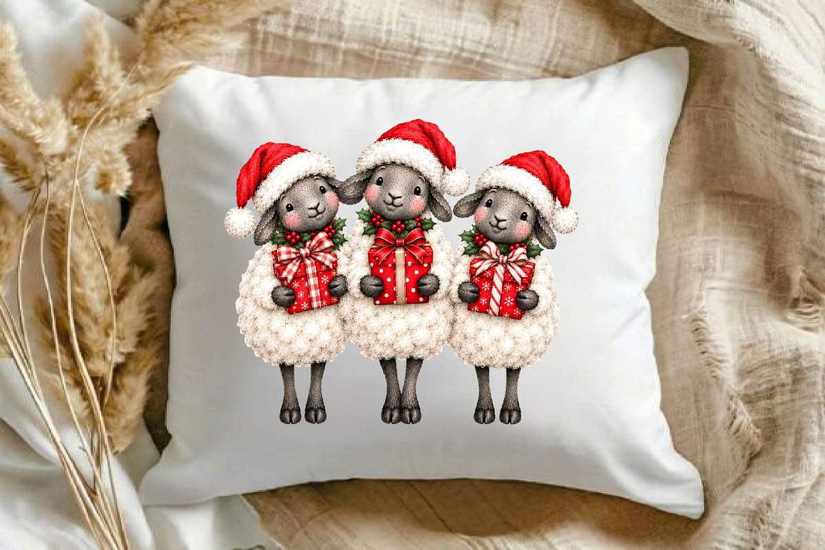 Whimsical Christmas Sheep Clipart, a Seasonal Illustration by fashionaddict (Photo 10 of 11)
