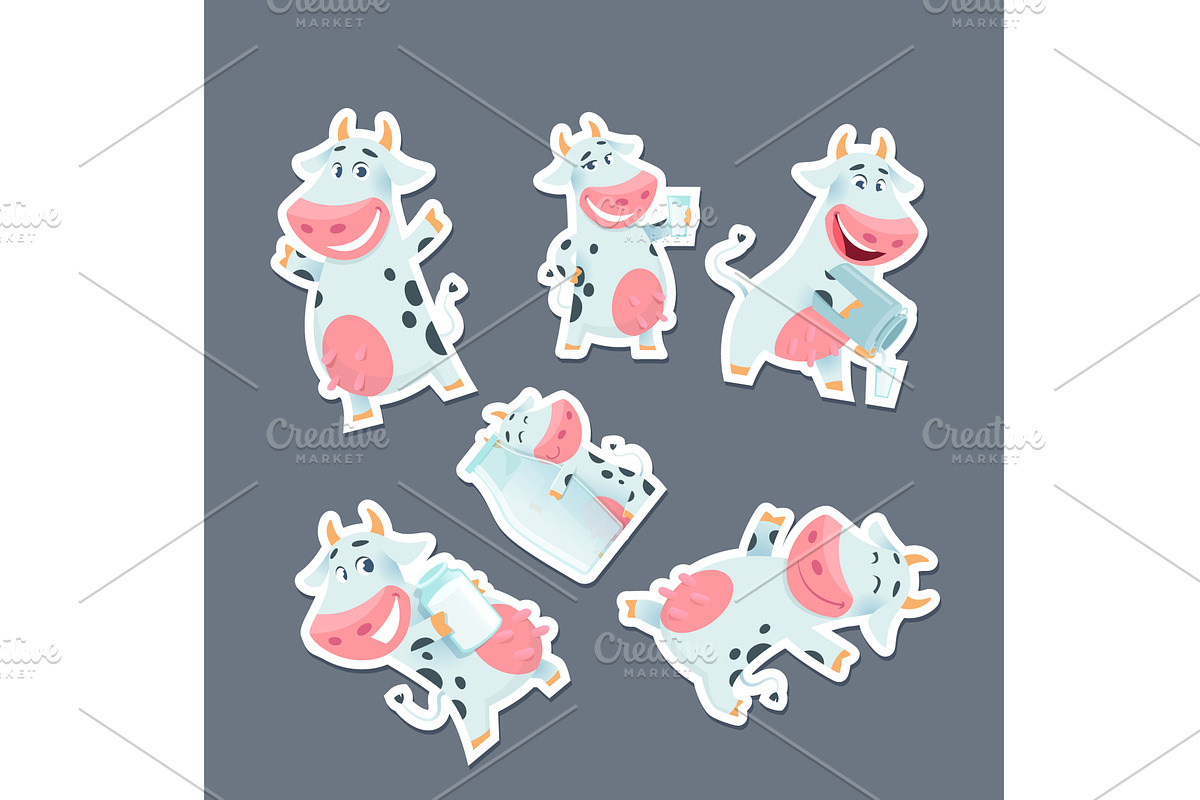 Cartoon cow. sticky paper design, an Animal Illustration by Onyx