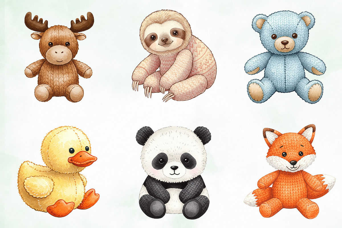 Vintage Knitted Plush Baby Animals, an Illustration by Creative Art (Photo 4 of 7)