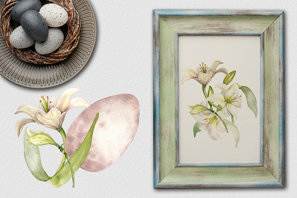 Floral Easter eggs watercolor set, an Illustration by Kate Lanbina (Photo 5 of 17)
