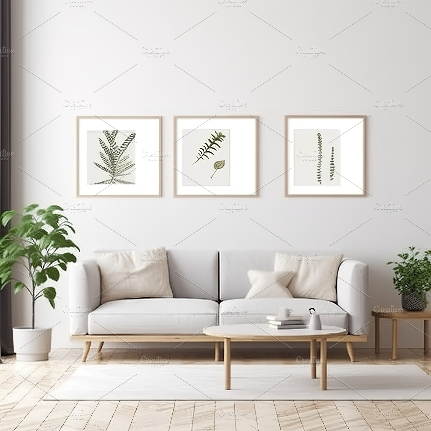 mockup living room whit frames, an Architecture Photo by Virgo Studio