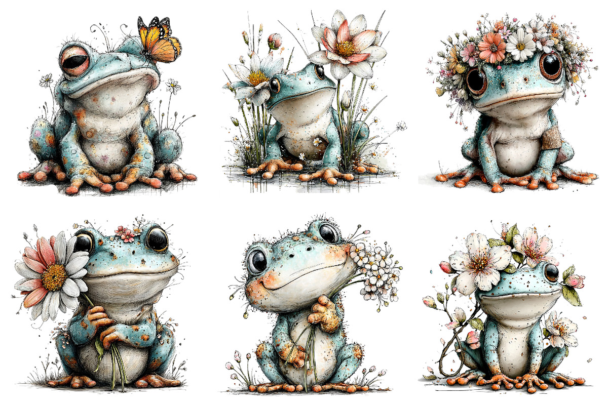 Whimsical Spring Frog Clipart, an Illustration by Dream Creation (Photo 2 of 6)