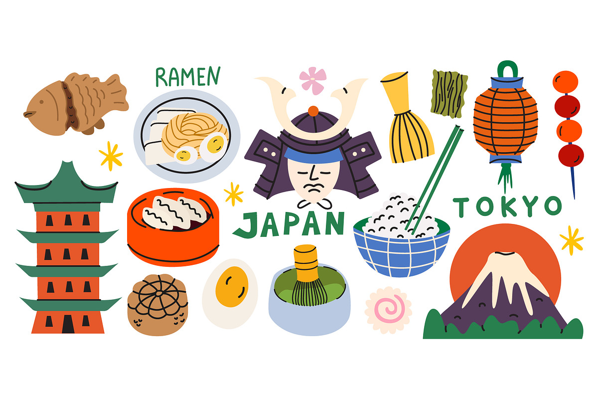 Japan Travel Clipart Vector Set, a Decorative Illustration by Luamor (Photo 2 of 5)
