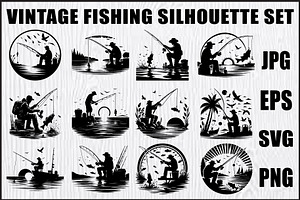 Fishing Vector Scene Bundle, an Object Graphic by jahid234