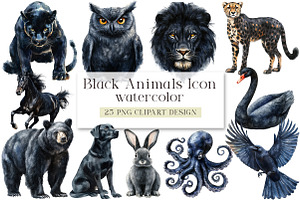Black Animals Icon Clipart, an Illustration by DreamArtGraphic