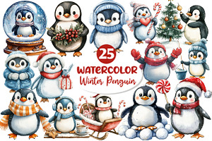 Winter Penguin Clipart PNG, an Illustration by Dream Creation