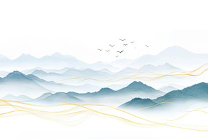 Misty mountains with birds, a Photo by Beautiful things