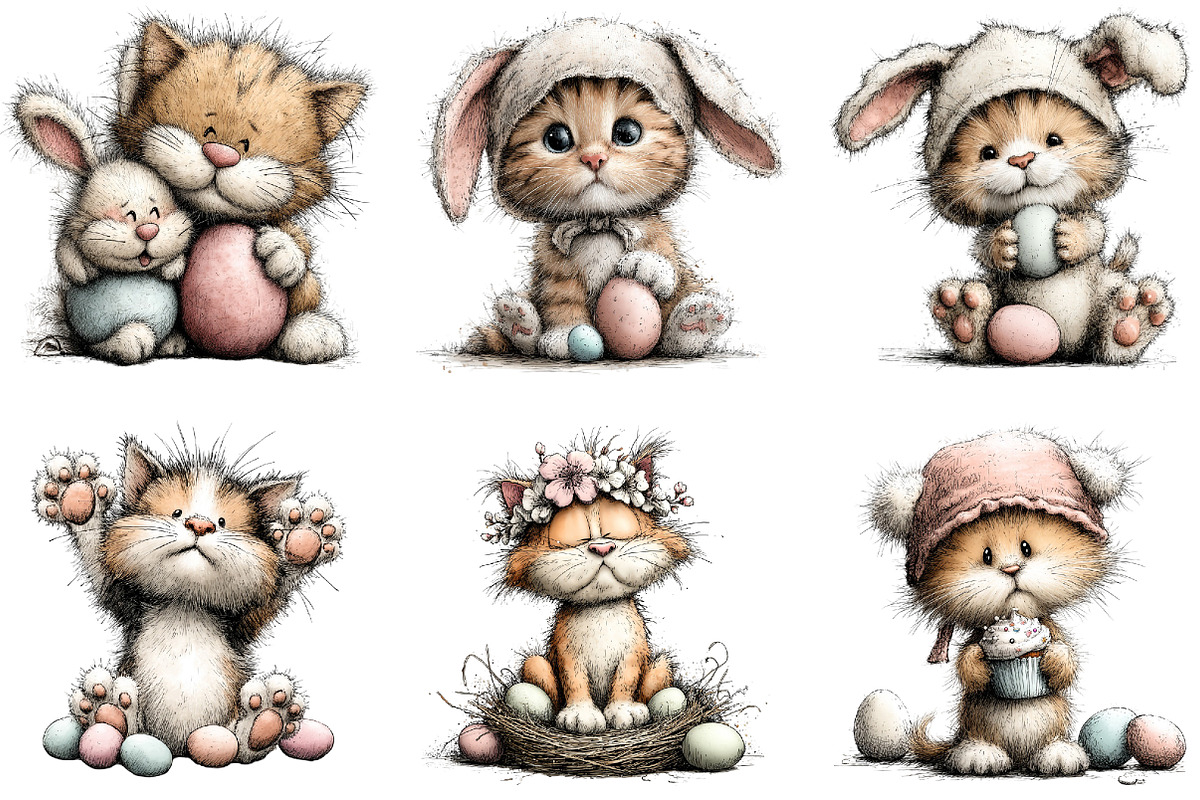 Whimsical Easter Cat Clipart, an Illustration by Sublimation Artist (Photo 7 of 7)