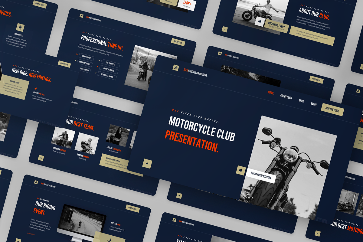 Maxrider Motorcycle Club PowerPoint, a Presentation Template by Annora Studio (Photo 8 of 8)