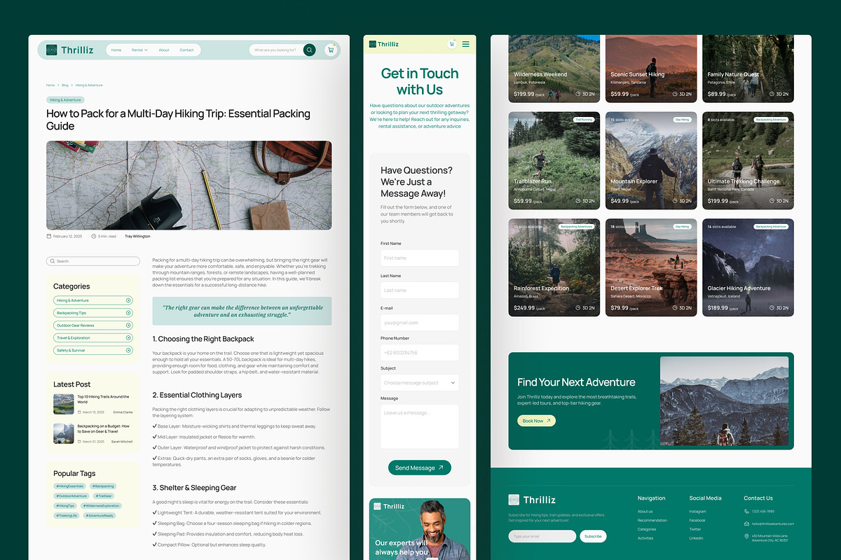 Hiking & Outdoor Activities Website, an UI Kit Template by peterdraw (Photo 6 of 7)
