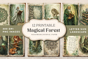 Enchanted Forest Junk Journal Pages, a Background Graphic by Traveling Designer (Thumbnail 1 of 3)