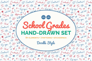 School Grading Set Doodle Style, an Object Graphic by 35lab