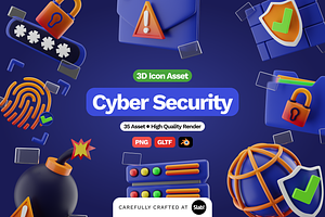 3D Cyber Security Icon