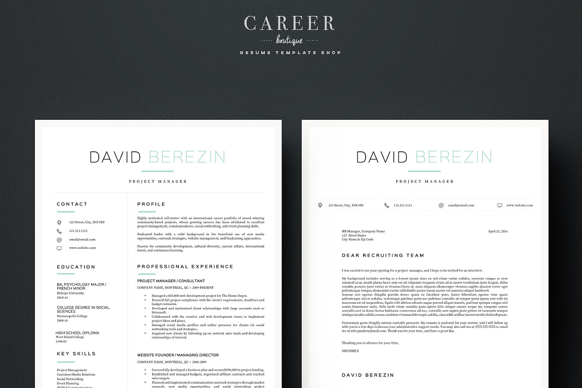 Modern resume & CoverLetter Template, a Resume Template by careerboutique (Photo 6 of 6)