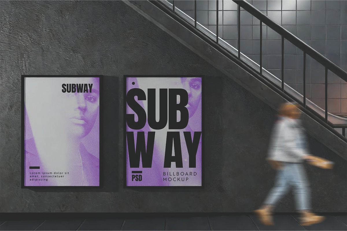 Subway Advertising Billboard Mockup, an Advertising Mockup by skybluecreative (Photo 1 of 2)