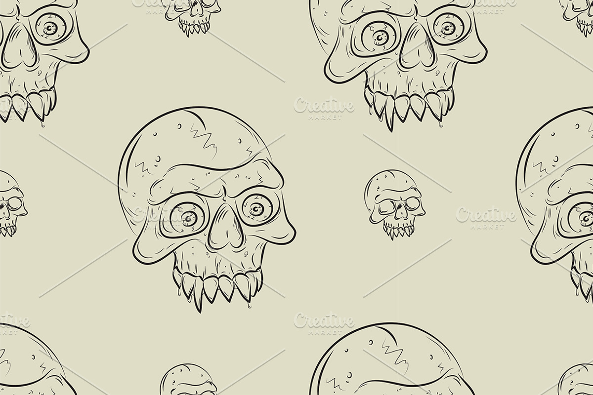 Skull set. Seamless patterns. preview 8