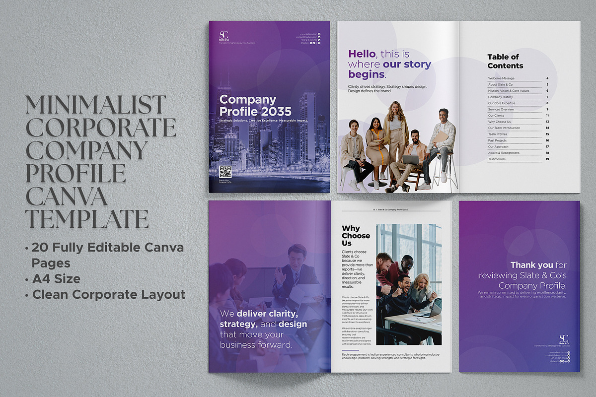 Minimalist Corporate Company Profile, a Brochure Template by Oshin Design (Photo 1 of 6)