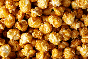 Homemade Caramel Pop Corn, top view.