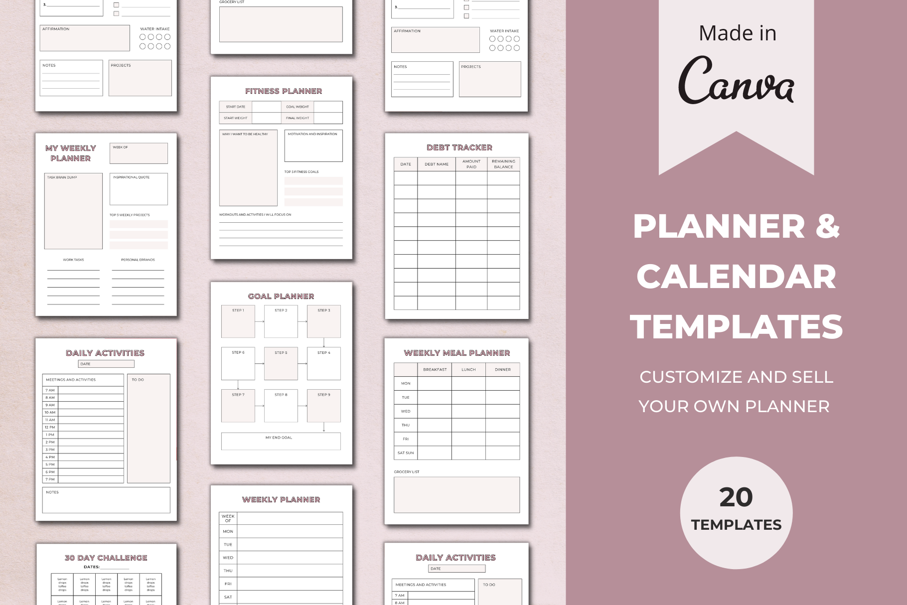 Planner Calendar Template Canva, A Brochure Template By Julia On Purpose