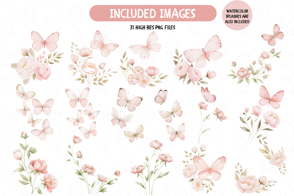 Watercolor Pink Butterfly Clipart, an Illustration by TatiMockup (Photo 2 of 4)