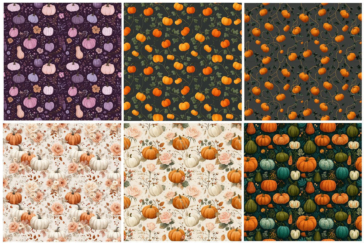 Watercolor Autumn Seamless Digital, an Illustration by Designking (Photo 3 of 4)
