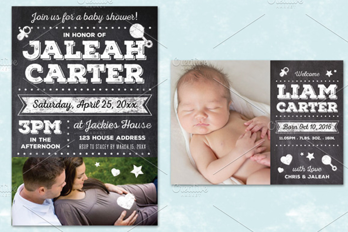 Chalk Baby Shower + Announcement, a Flyer Template by SkyvaraSupply (Photo 2 of 4)