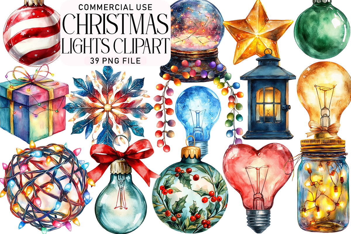 Christmas Lights Clipart, an Illustration by Daily.Designs (Photo 1 of 5)