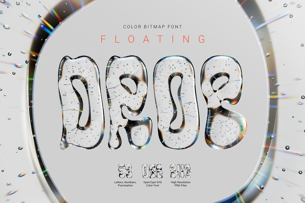 Floating Drop - Color Bitmap Font, a Symbol Font by Gleb Guralnyk (Photo 1 of 5)