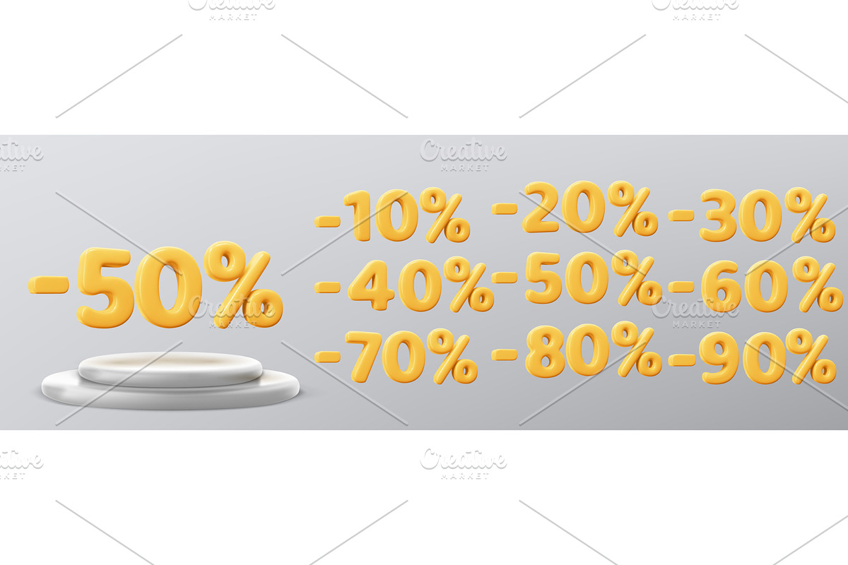 3d yellow percentage discount, an Object Illustration by art PVP - market