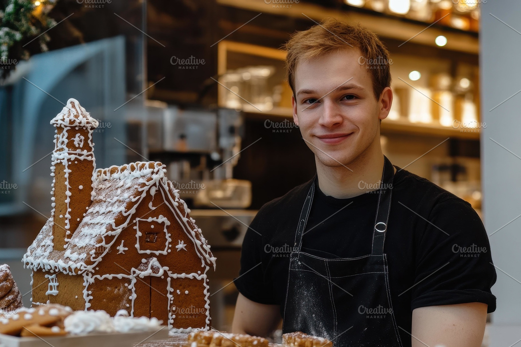 Young baker presents an intricately, a Photo by Tanuart