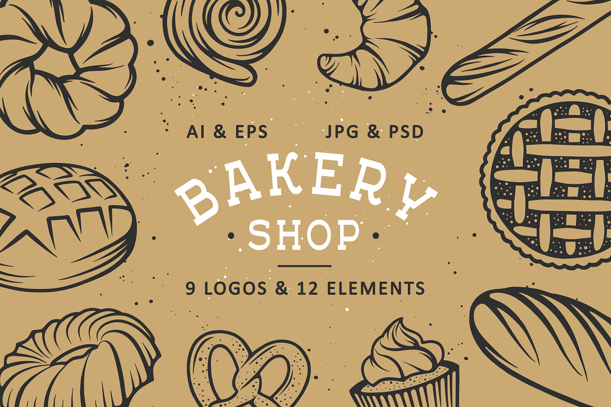 Bakery Logo, Pattern, Template Set, a Branding & Logo Template by Akimo Mia (Photo 1 of 10)