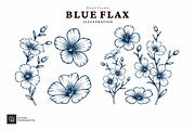 Blue Flax Flower Hand Drawn Illustra, an Object Graphic by putra_purwanto (Thumbnail 1 of 2)
