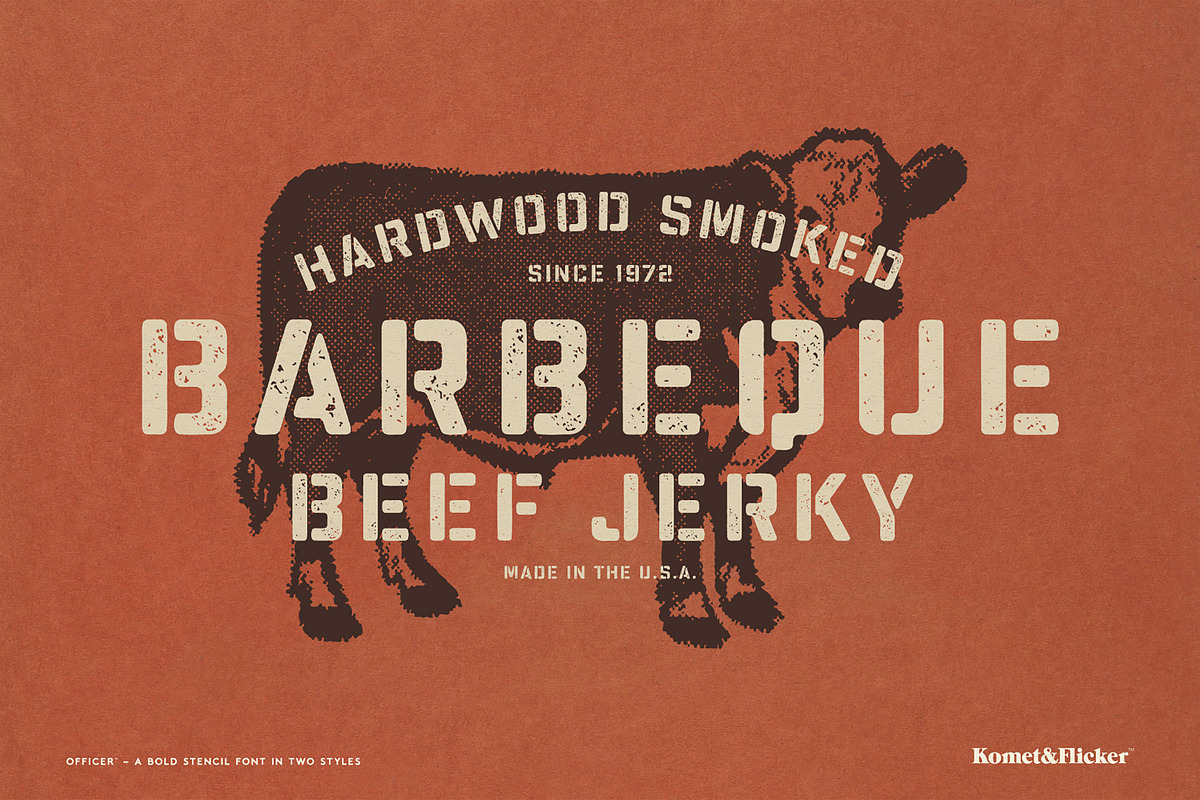 Officer - A Bold Stencil Font, a Sans Serif Font by Komet & Flicker (Photo 14 of 15)