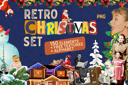RETRO CHRISTMAS COLLAGE CREATOR FREE