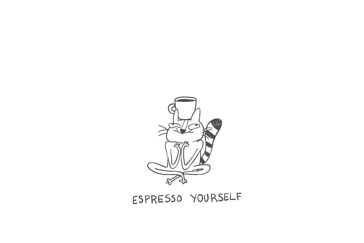 Funny Coffee Cat Doodles, an Illustration by Anastasiya Klempach (Photo 2 of 11)