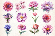 Lavender & Pink Flowers Clipart, an Illustration by Dream Creation (Thumbnail 2 of 4)