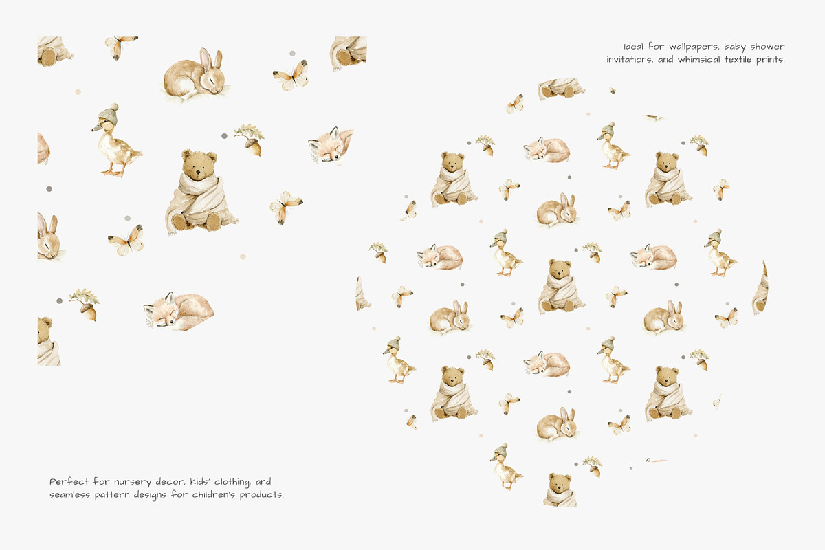 nursery woodland seamless pattern, a Pattern Graphic by Pink Studio Art (Photo 3 of 5)