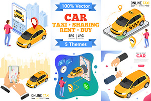 Car Sharing, Taxi, Rent, a Person Illustration by TAlex