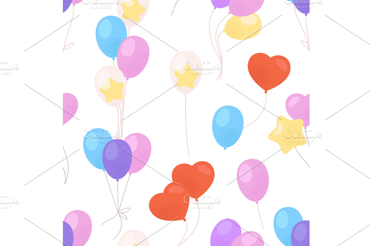 Balloons seamless pattern. Cartoon, an Object Illustration by LadadikArt