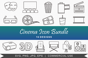 Cinema Icon Bundle, an Outline Icon by KiddoGlyphs Studio