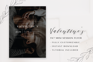 Valentine’s Mini Session Flyer - 5x7, a Flyer Template by molly ho studio